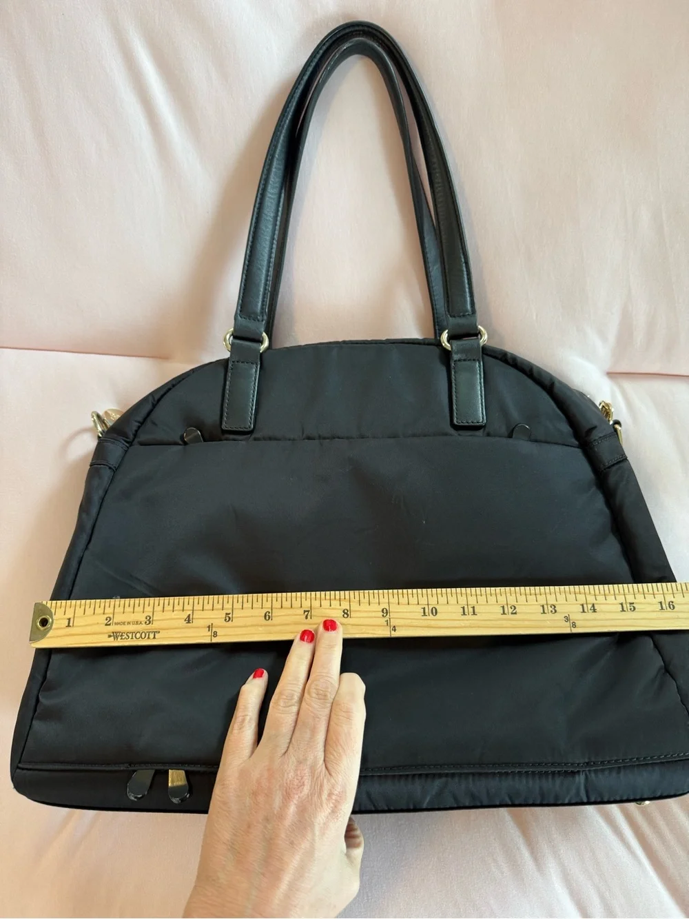Lo & Sons The O.G. 2 Medium Laptop Travel Tote Bag Black Nylon Gold Hardware